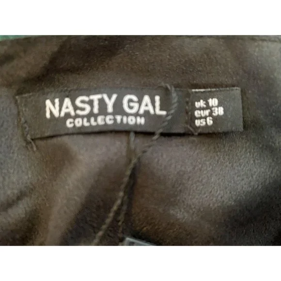 NEW Nasty Gal We'll See you Cowl Zebra Mini Dress 6 Green Black Polyester 9274 - Picture 8 of 9